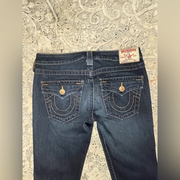 True Religion Jeans Womens Size 27 Blue Denim BECKY Bootcut Flap Pockets Logo - Picture 4 of 10